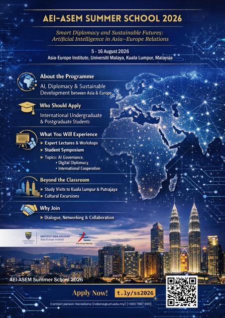 AEI-ASEM Summer School 2026 “Smart Diplomacy and Sustainable Futures: Artificial Intelligence in Asia–Europe Relations”